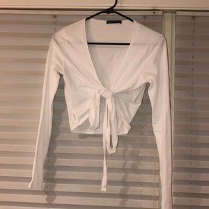 brandy melville white long sleeve crop top